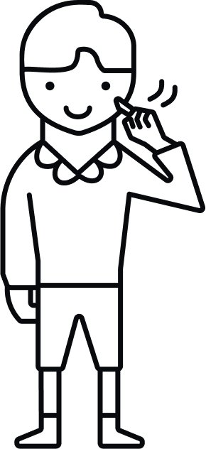 Line drawing of a person using sign language representing deafness