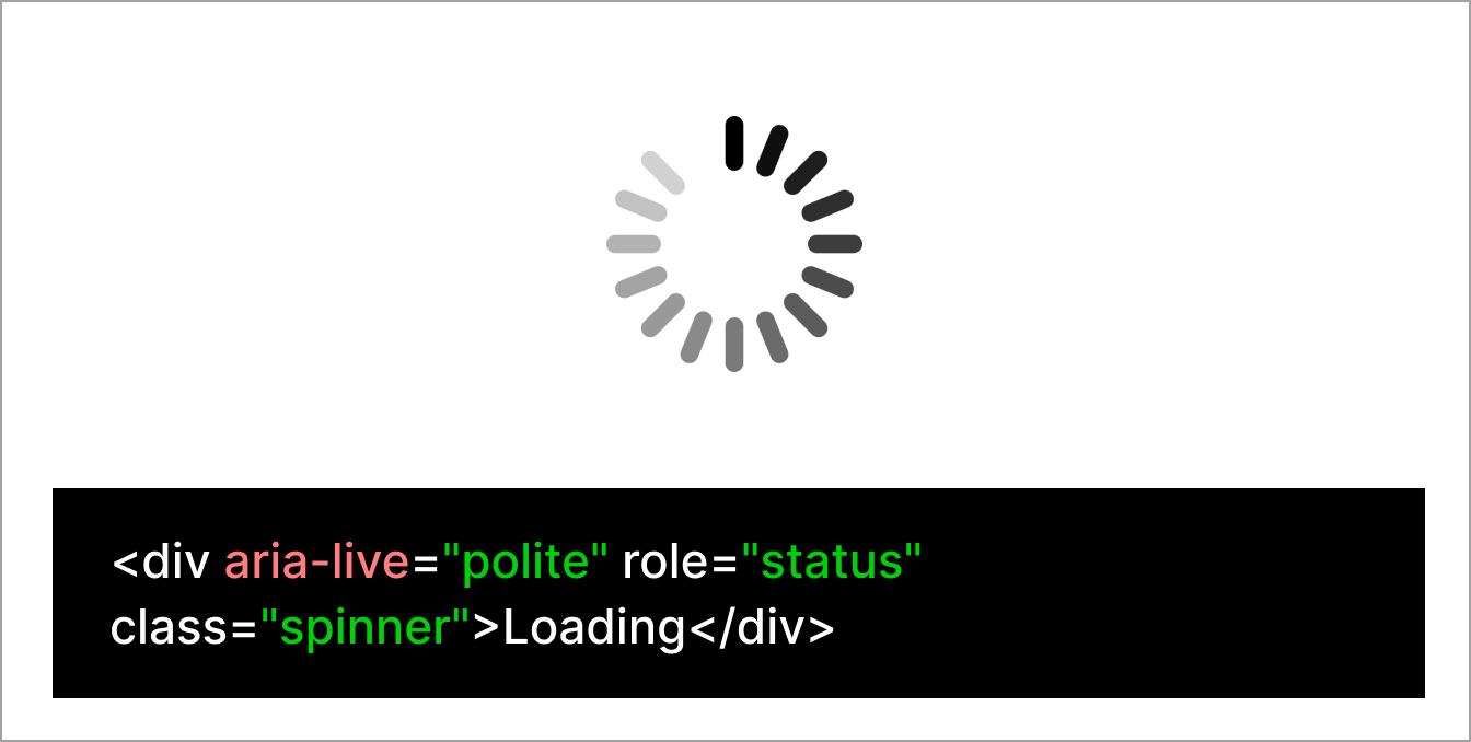 Example of a circle of lines which spin around and code for aria region.