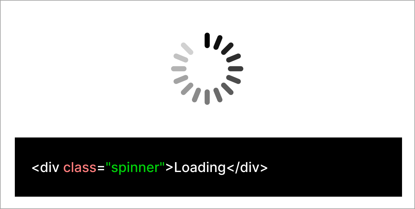 Example of a circle of lines which spin around and no code to support aria live region.