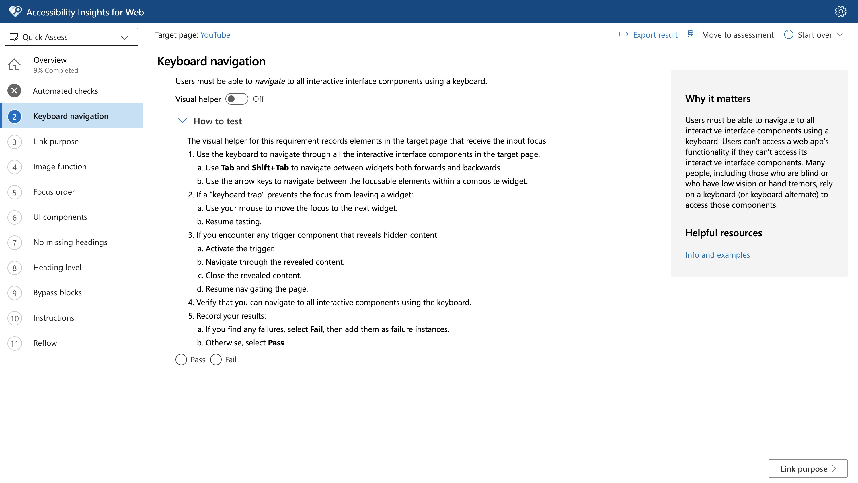 Quick access showing the 5 steps of how to carry out keyboard tests.